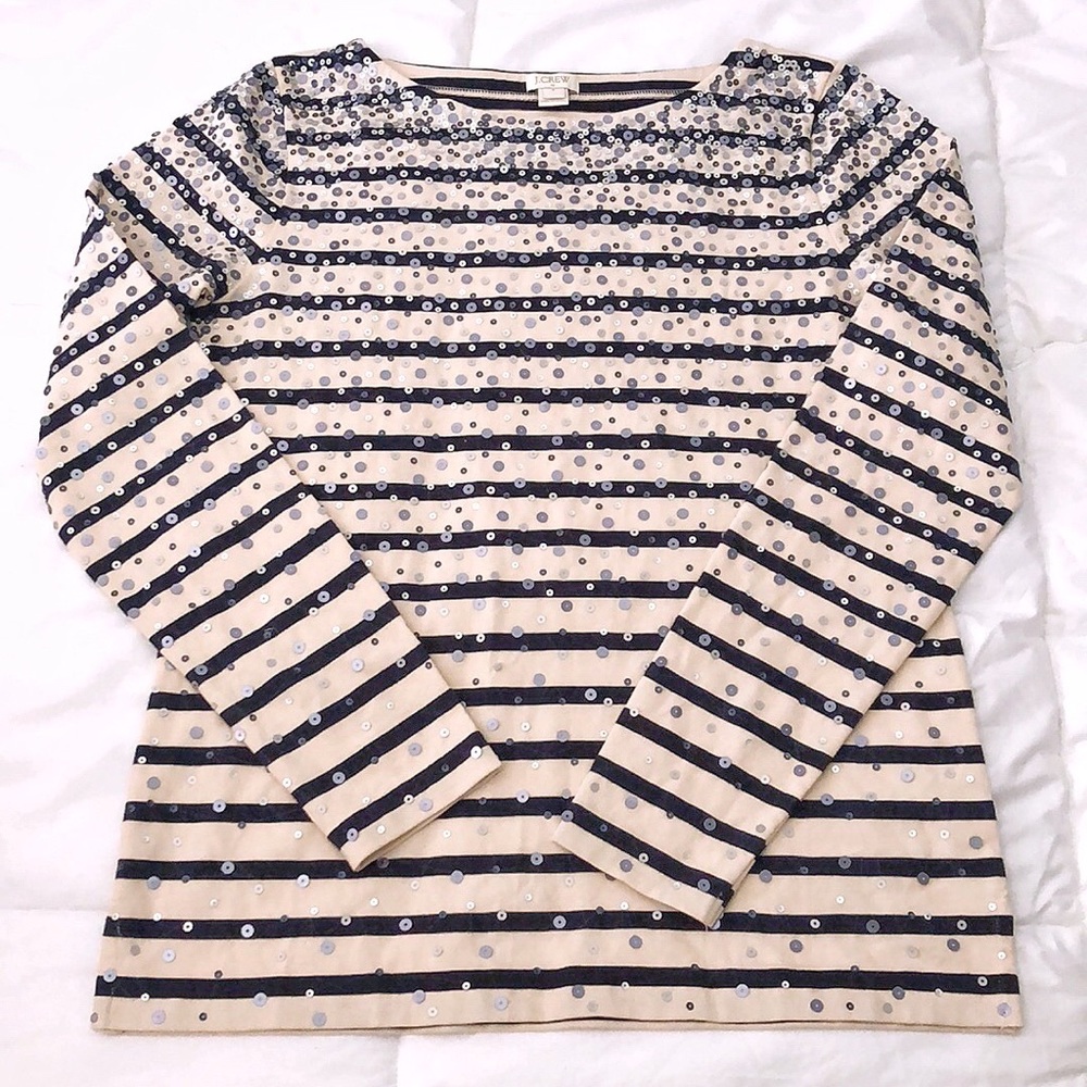 J. Crew Factory Confetti Sequin Stripe Top